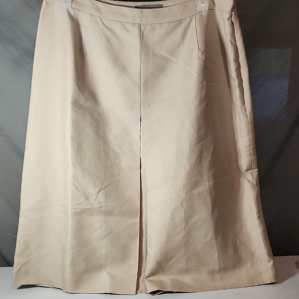 Kate Hill Cream Midi A-Line Skirt with Slit